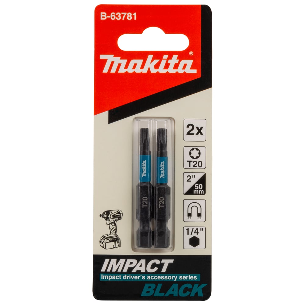 Изображение товара Насадка Impact Black T20 50 мм для шуруповерта Makita B-63781 2 шт.