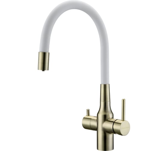 Изображение товара Смеситель для кухни Paulmark SALIX бронза, белый шланг Sa213419-BRw