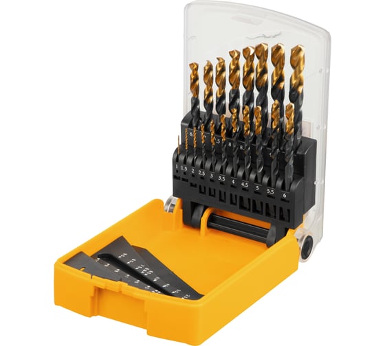 Изображение товара Набор сверл по металлу Golden Tip 1-10 мм, HSS-Tin, 19 шт Denzel 72321