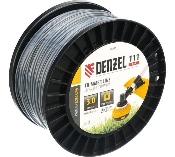 Изображение товара Леска для триммера EXTRA CORD двухкомпонентная квадратная 3.0 мм, 111 м, на DIN катушке Denzel 96820