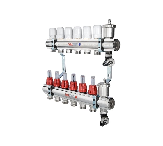 Изображение товара Коллекторная группа со встроенными расходомерами в сборе, 1х5 вых. Евроконус 3/4 Valtec VTc.596.EMNX.0605
