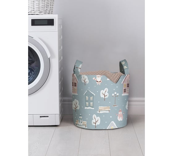 Изображение товара Корзина для хранения вещей JOYARTY дед мороз в деревне 35x35 см gaba_419831_S