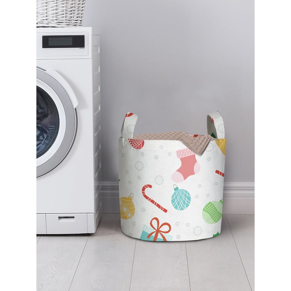 Изображение товара Корзина для хранения JOYARTY Санта в снегу 35x35 см складная войлочная