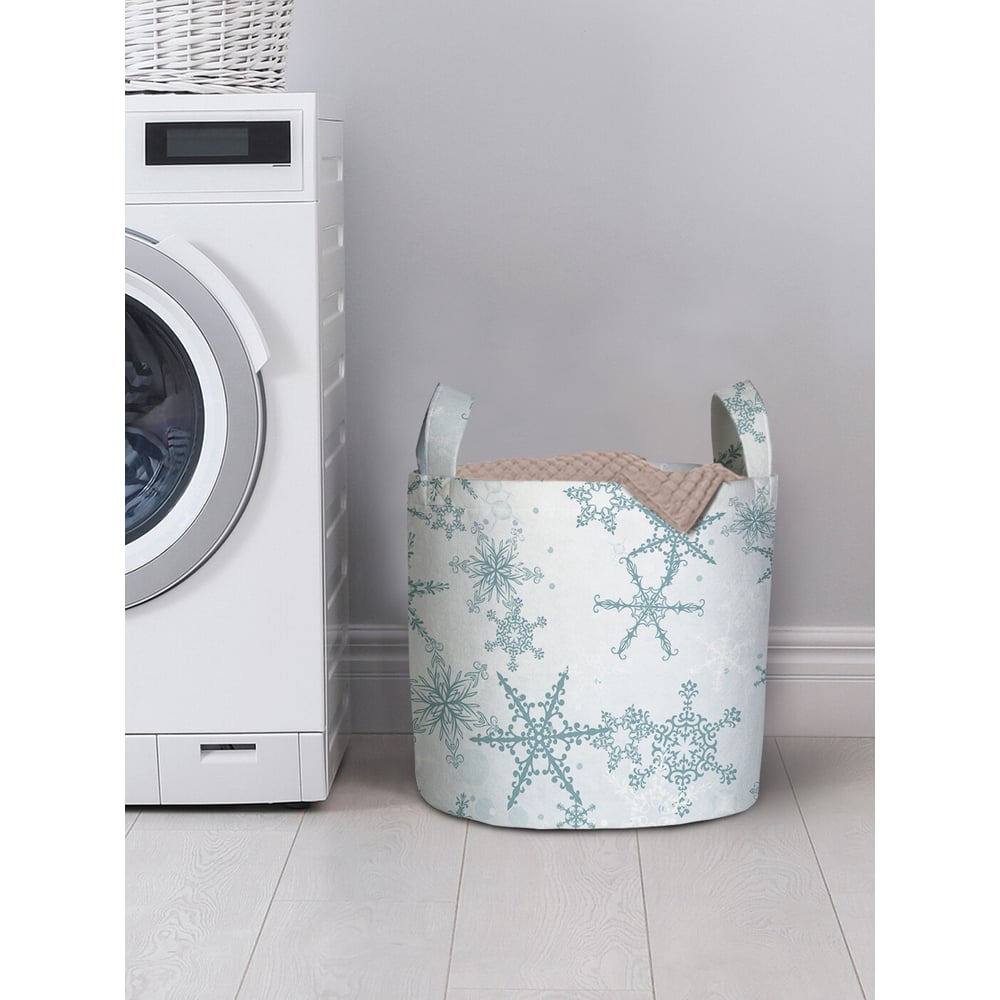 Изображение товара Корзина для хранения вещей JOYARTY иней снежинок 35x35 см, войлок, складная
