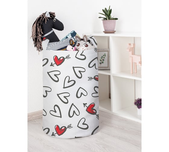 Изображение товара Корзина для игрушек JOYARTY Черно-белые сердечки 40x60 см toba_422629_L