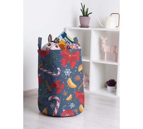 Изображение товара Корзина для игрушек JOYARTY новогодний паттерн с пуансеттией 35x50 см toba_419873_M