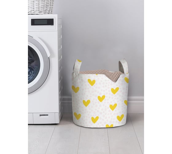 Изображение товара Корзина для хранения вещей JOYARTY Желтые сердечки 35x35 см gaba_422717_S