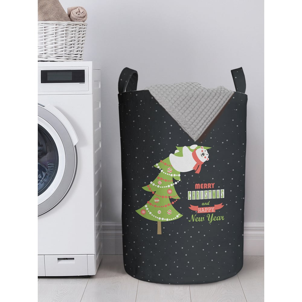 Изображение товара Корзина для хранения JOYARTY мишка на елке 40x60 см овальная войлок