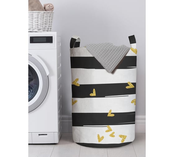 Изображение товара Корзина для хранения вещей JOYARTY Полоски с сердечками 40x60 см gaba_422711_L