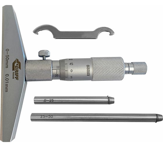Изображение товара Микрометрический глубиномер GRIFF ГМ 50 ГОСТ 7470-92 пр-во Guilin Measuring D102005