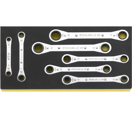 Изображение товара Набор накидных двусторонних ключей с трещоткой 7-19 мм 7 шт 96838751 Stahlwille В0000000124959