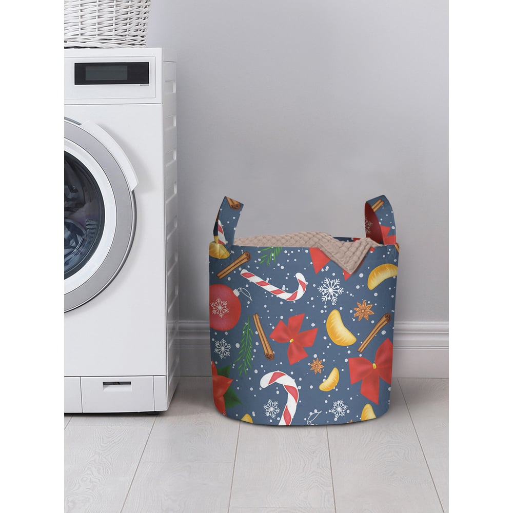 Изображение товара Корзина для хранения вещей JOYARTY новогодний паттерн пуансеттия 35x35 см