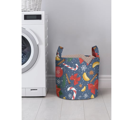 Изображение товара Корзина для хранения вещей JOYARTY новогодний паттерн с пуансеттией 35x35 см gaba_419873_S