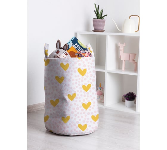 Изображение товара Корзина для игрушек JOYARTY Желтые сердечки 35x50 см toba_422717_M