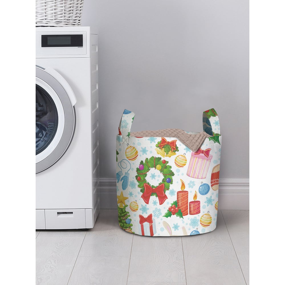 Изображение товара Корзина для хранения вещей JOYARTY снеговики 35x35 см складная