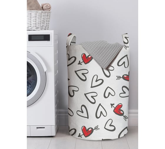 Изображение товара Корзина для хранения вещей JOYARTY Черно-белые сердечки 40x60 см gaba_422629_L