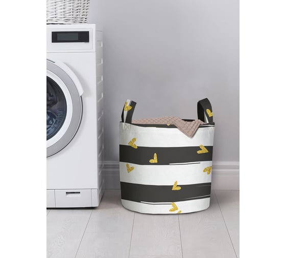 Изображение товара Корзина для хранения вещей JOYARTY Полоски с сердечками 35x35 см gaba_422711_S