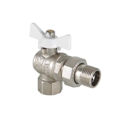 Изображение товара Шаровой угловой кран с полусгоном 1/2 вн.-нар. белая рукоятка Valtec BASE VT.228.NW.04