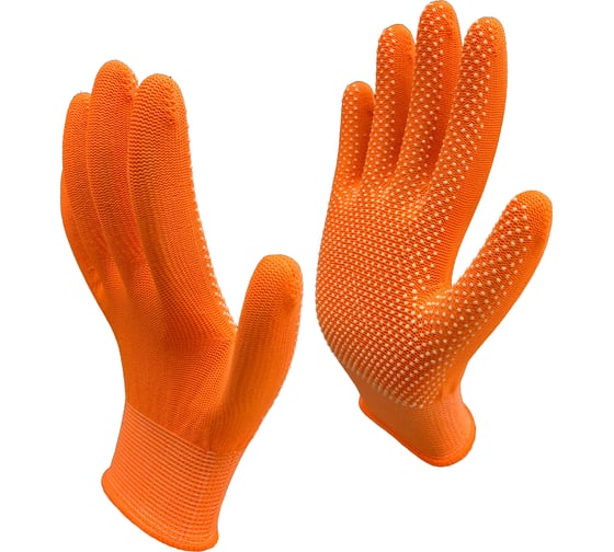Изображение товара Рабочие нейлоновые перчатки с ПВХ-покрытием Master-Pro МИКРОТАЧ оранжевые, 200 пар 2513-NPVC-OR-S-200