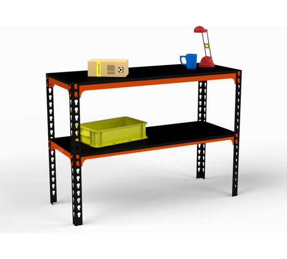 Изображение товара Стол-верстак ООО Металекс 950x1400x400 мм, одна полка, оранжево-чёрный SVOPI951440
