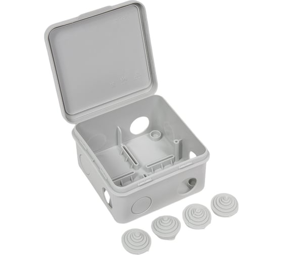 Изображение товара Распаячная коробка IEK км41256 100x100x50мм о/к ip54 8 вв. (7035) UKO31-100-100-050-K03-54