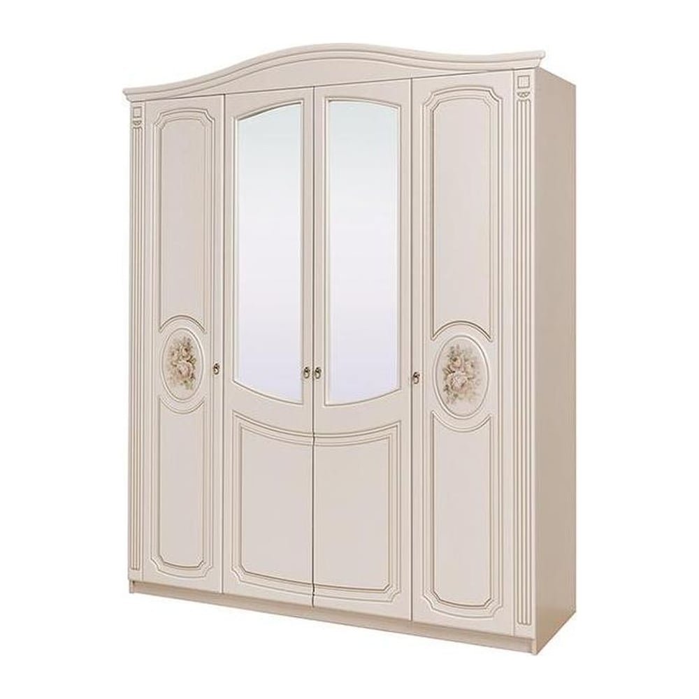 Изображение товара Четырехдверный шкаф Мебельград Верона с зеркалом и штангой, кофейный мокко