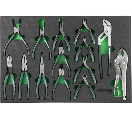 Изображение товара Набор шарнирно-губцевого инструмента в ложементе EVA 560х400мм 14 предметов Jonnesway P82714SV 49293