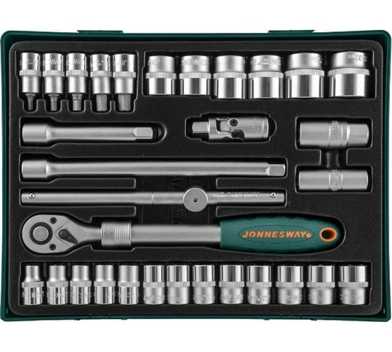 Изображение товара Набор торцевых головок 1/2"в ложементе 370x370мм 31 предмет Jonnesway S04H4131SP 49288