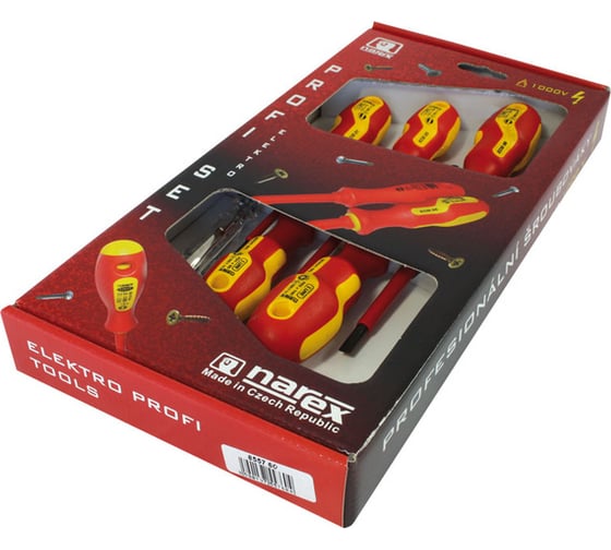 Изображение товара Набор из 5 отверток NAREX S Line Electro Profi + тестер 855760