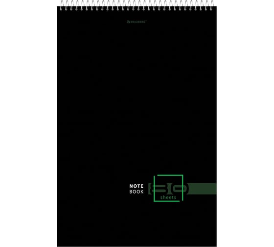 Изображение товара Блокнот BRAUBERG большой формат, 198x297 мм, А4, 80 л., гребень, жесткая подложка, клетка, dark 114355