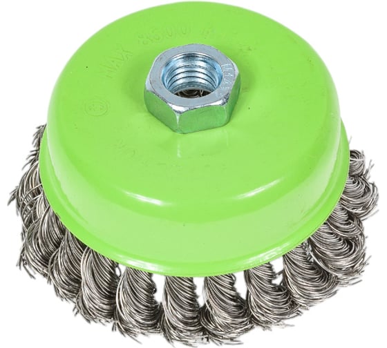 Изображение товара Щетка чашка металлическая для УШМ 100 мм, М14, крученая проволока, нержавеющая сталь 0.5 мм On 20-14-100