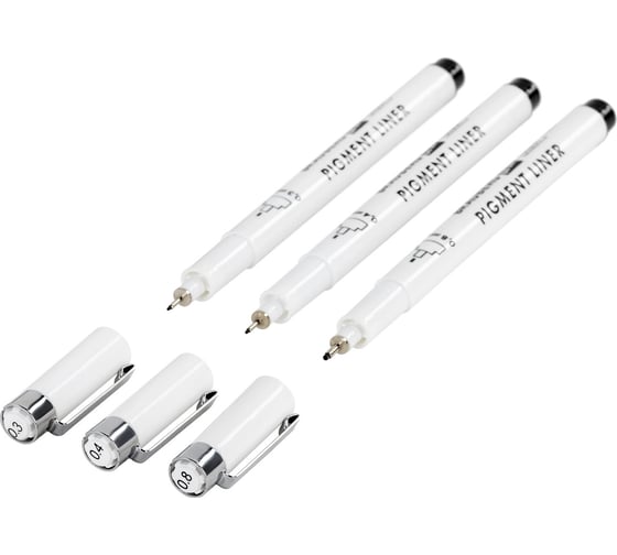 Изображение товара Капиллярные ручки (линеры) для рисования BRAUBERG 3 шт., черные, 0.3/0.4/0.8 мм, art debut 143939