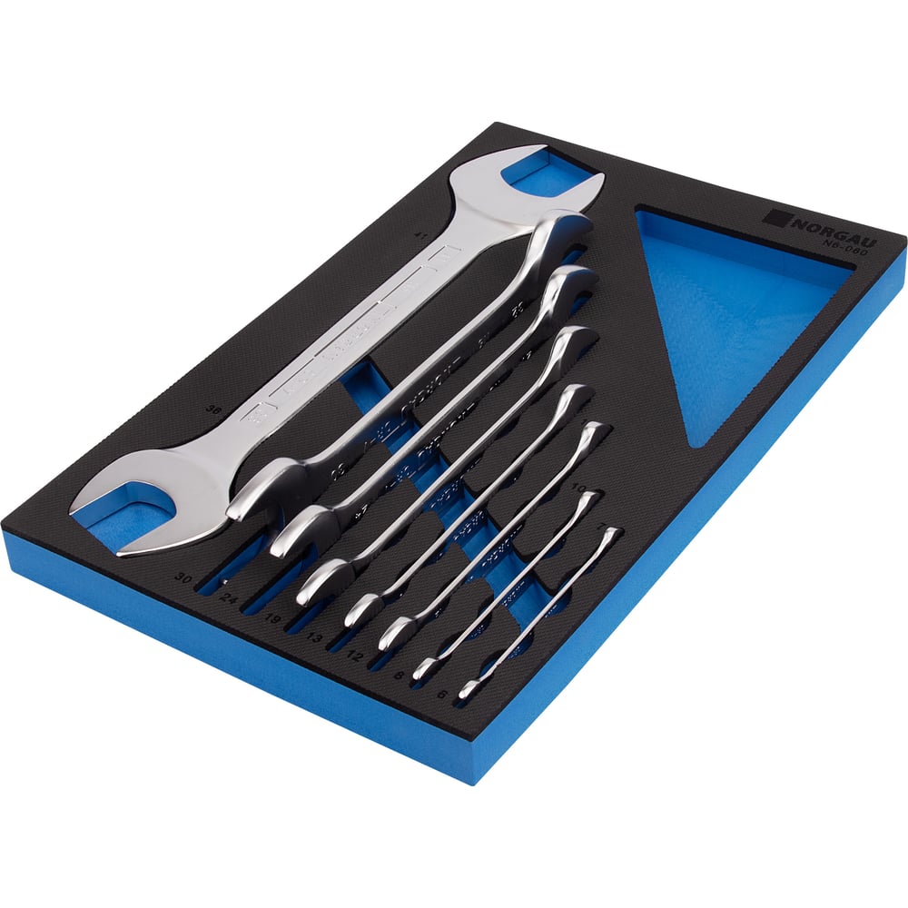 Изображение товара Набор рожковых гаечных ключей NORGAU N6-080 8 шт. профессиональный хромированный