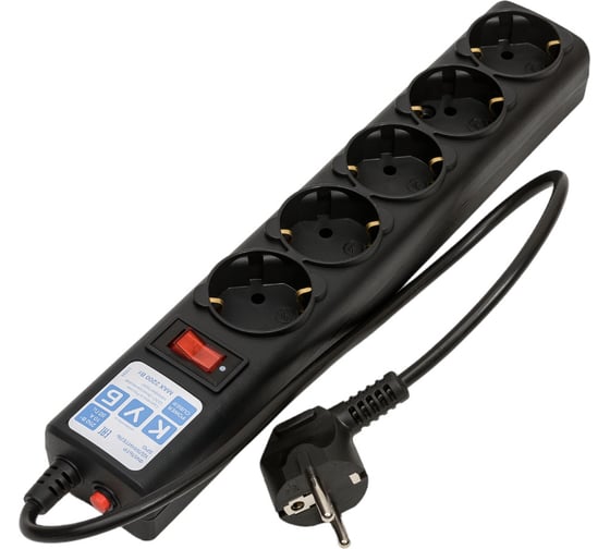 Изображение товара Фильтр-удлинитель Power Cube 0,5 м 5 розеток (черный графит) 10А/2,2кВт, SPG5-С1