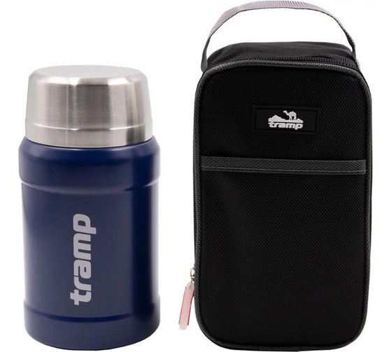 Изображение товара Термос с широким горлом Tramp 0.8 л, с сумкой, синий TRC-1323