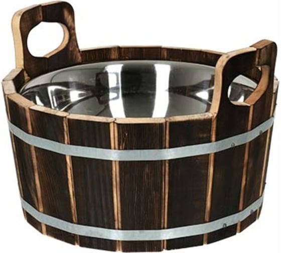 Изображение товара Ушат "шайка" Банные штучки 10 л, с нержавеющей вставкой, обожжённая липа 33238