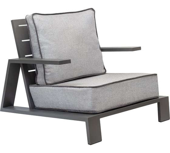 Изображение товара Уличное кресло GreenWeen KORFU, каркас алюминий цвет LAVA, подушки рогожка цвет JASPER GREY GW-AL-KORFU-CH-LAVA