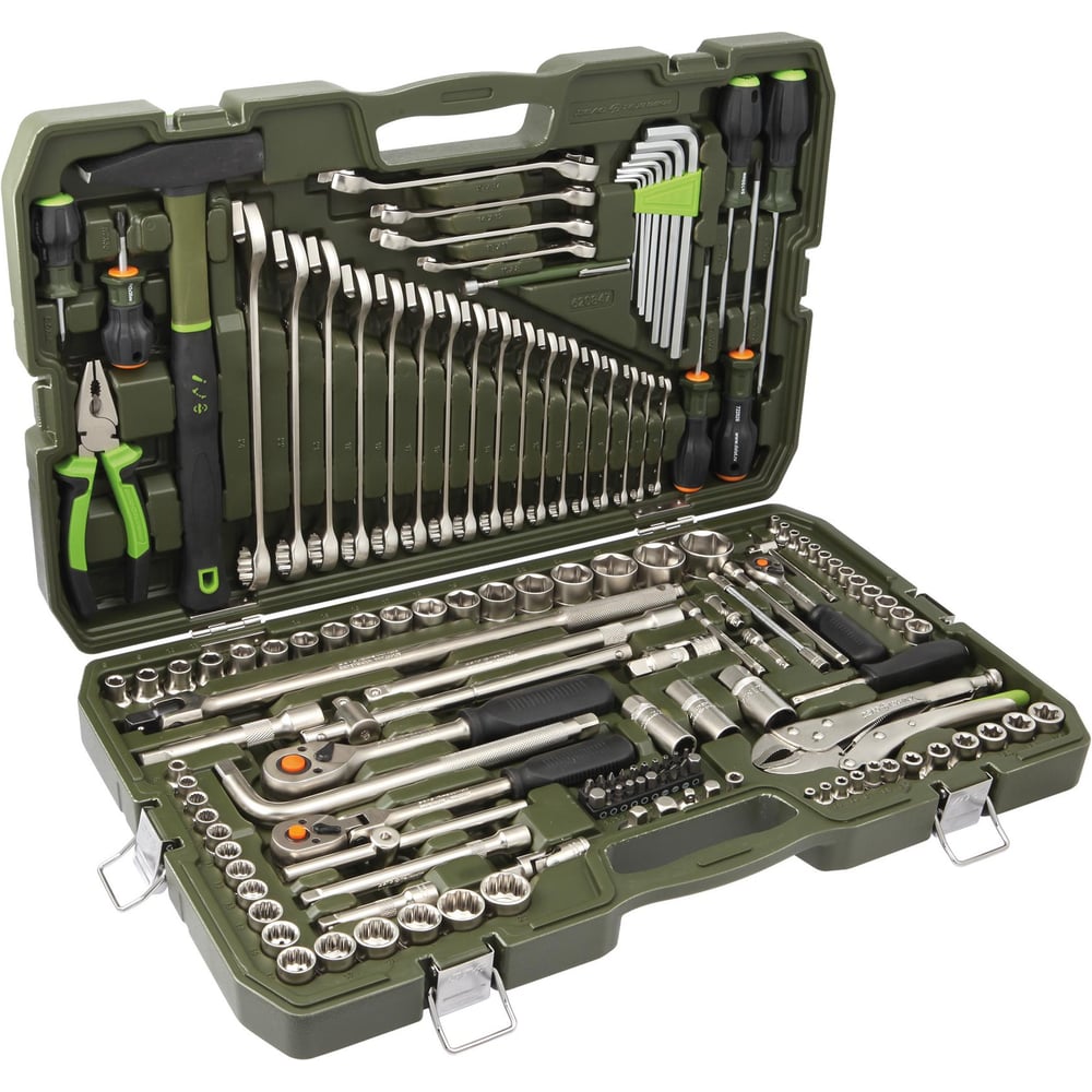 Изображение товара Профессиональный набор головок 1/4, 3/8, 1/2 дюйма 147 предметов Дело Техники