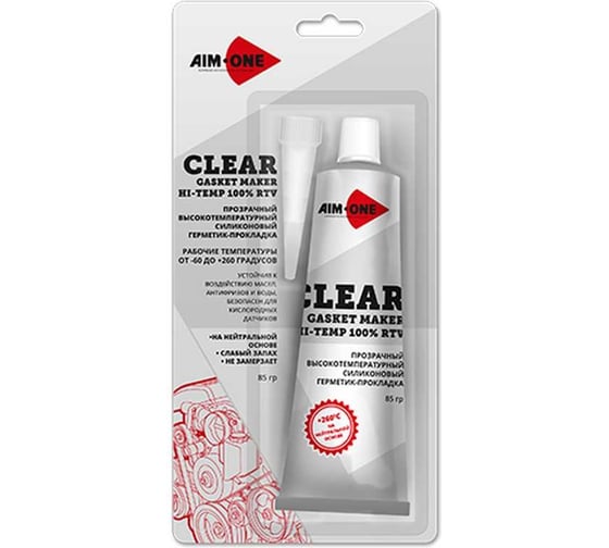 Изображение товара Силиконовый герметик прокладок Aim-one CLEAR прозрачный, 85 г GM-CR0085 443230