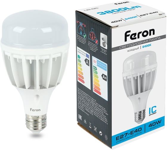 Изображение товара Светодиодная лампа 40W 230V E27 6400K Feron LB-65 25538