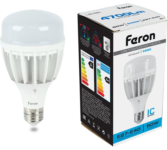 Изображение товара Светодиодная лампа 50W 230V E40 6400K Feron LB-65 25539
