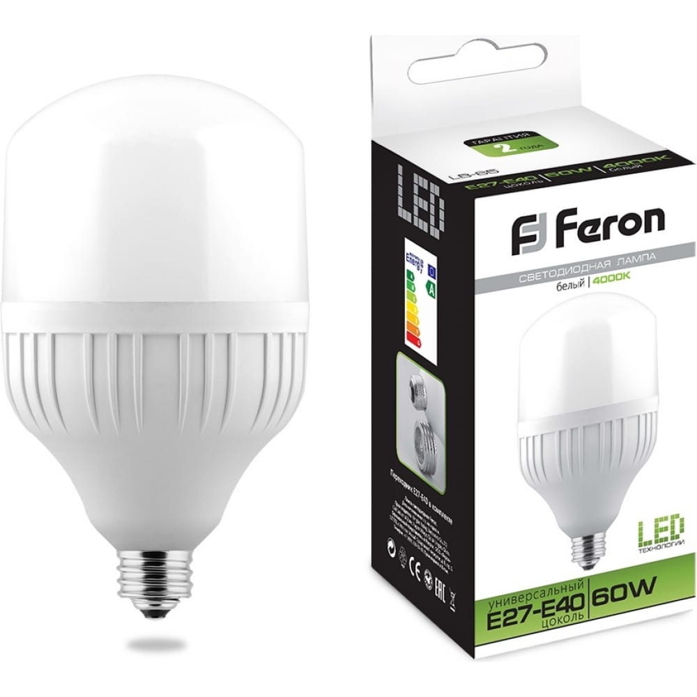 фото Светодиодная лампа 60w 230v e40 4000k feron lb-65 25821