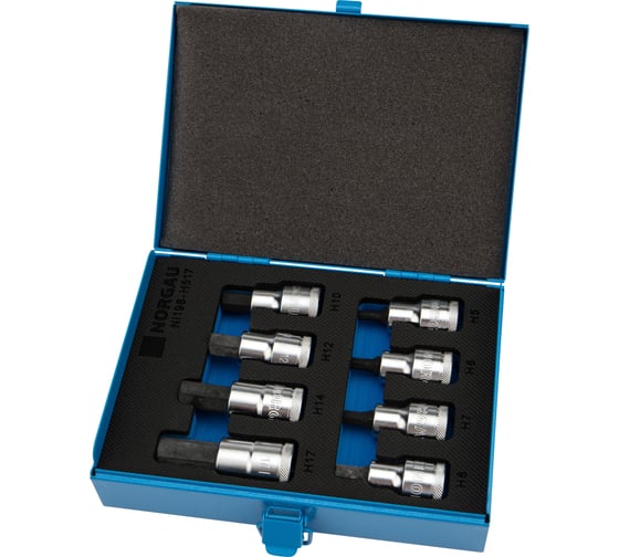 Изображение товара Набор торцевых головок 1/2" со вставками NORGAU 8 предметов NI198-H517 063792608