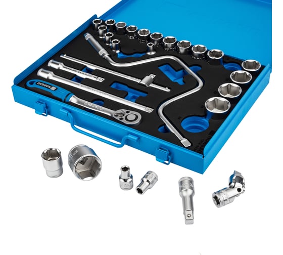 Изображение товара Набор торцевых 6-гранных головок 1/2" NORGAU 29 предметов с аксессуарами N1929-S836 063793029