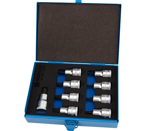 Изображение товара Набор торцевых головок 1/2" со вставками NORGAU 9 предметов NI199-T2060 063792612