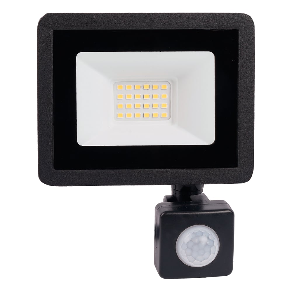 Изображение товара Светодиодный прожектор с встроенным датчиком 2835SMD 30W 6400K AC220V/50Hz IP65, черный в компактном корпусе SAFFIT SFL80-30 29523