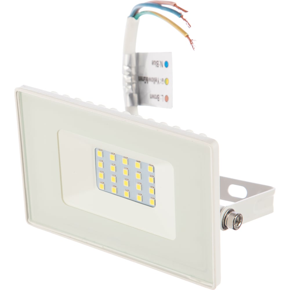 фото Светодиодный прожектор 2835 smd 20w 6400k ip65 ac220v/50hz, белый с матовым стеклом 114*121*26мм feron ll-919 29494