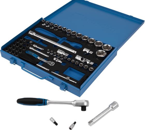 Изображение товара Набор торцевых 6-гранных головок 1/2"-1/4" NORGAU 58 предметов с аксессуарами N192058-S432 063793432