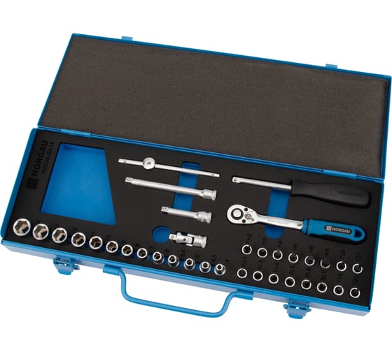 Изображение товара Набор торцевых 6-гранных головок 1/4" NORGAU 35 предметов с аксессуарами, тип N2035-S414 063593035
