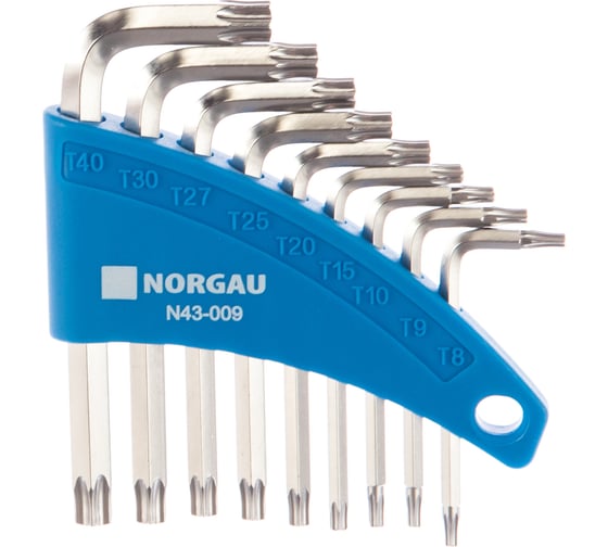 Изображение товара Набор двухсторонних ключей Torx NORGAU N43-009 (T8-T40, 9 шт) 061047809